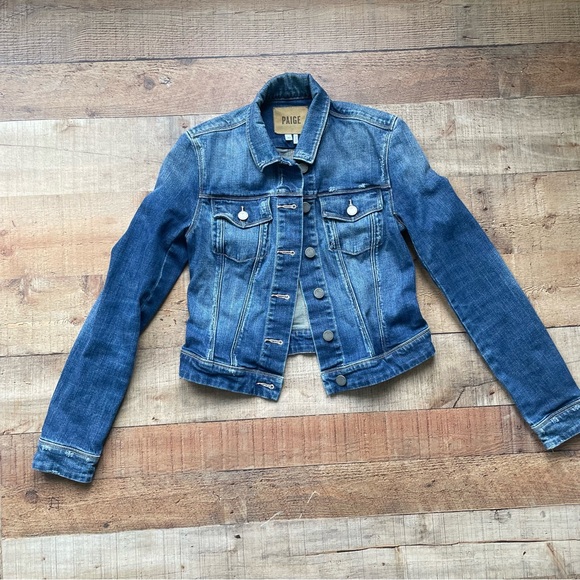 PAIGE Jackets & Blazers - PAIGE Distressed Dark Wash Denim Jean Jacket XS